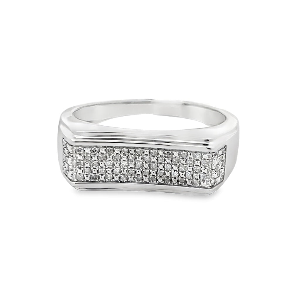 Concave Bar .16cttw Diamond Ring .925 Sterling Silver