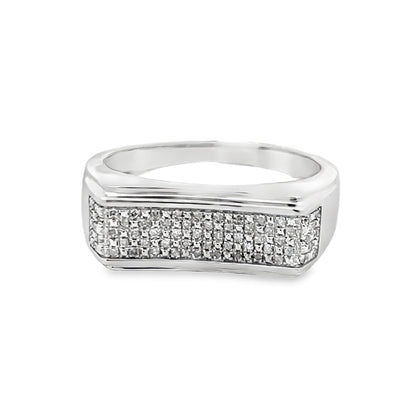 Concave Bar .16cttw Diamond Ring .925 Sterling Silver