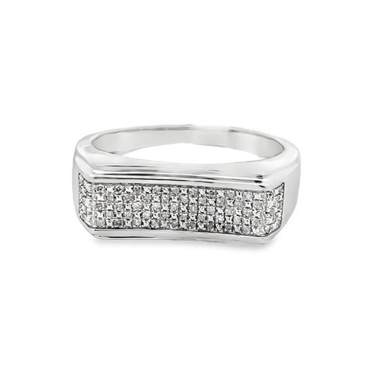 Concave Bar .16cttw Diamond Ring .925 Sterling Silver
