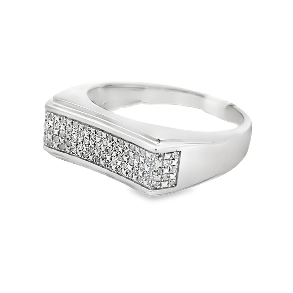 Concave Bar .16cttw Diamond Ring .925 Sterling Silver