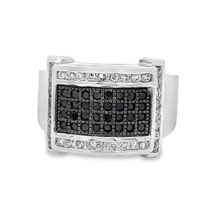 Contemporary Black CZ Ring .925 Sterling Silver