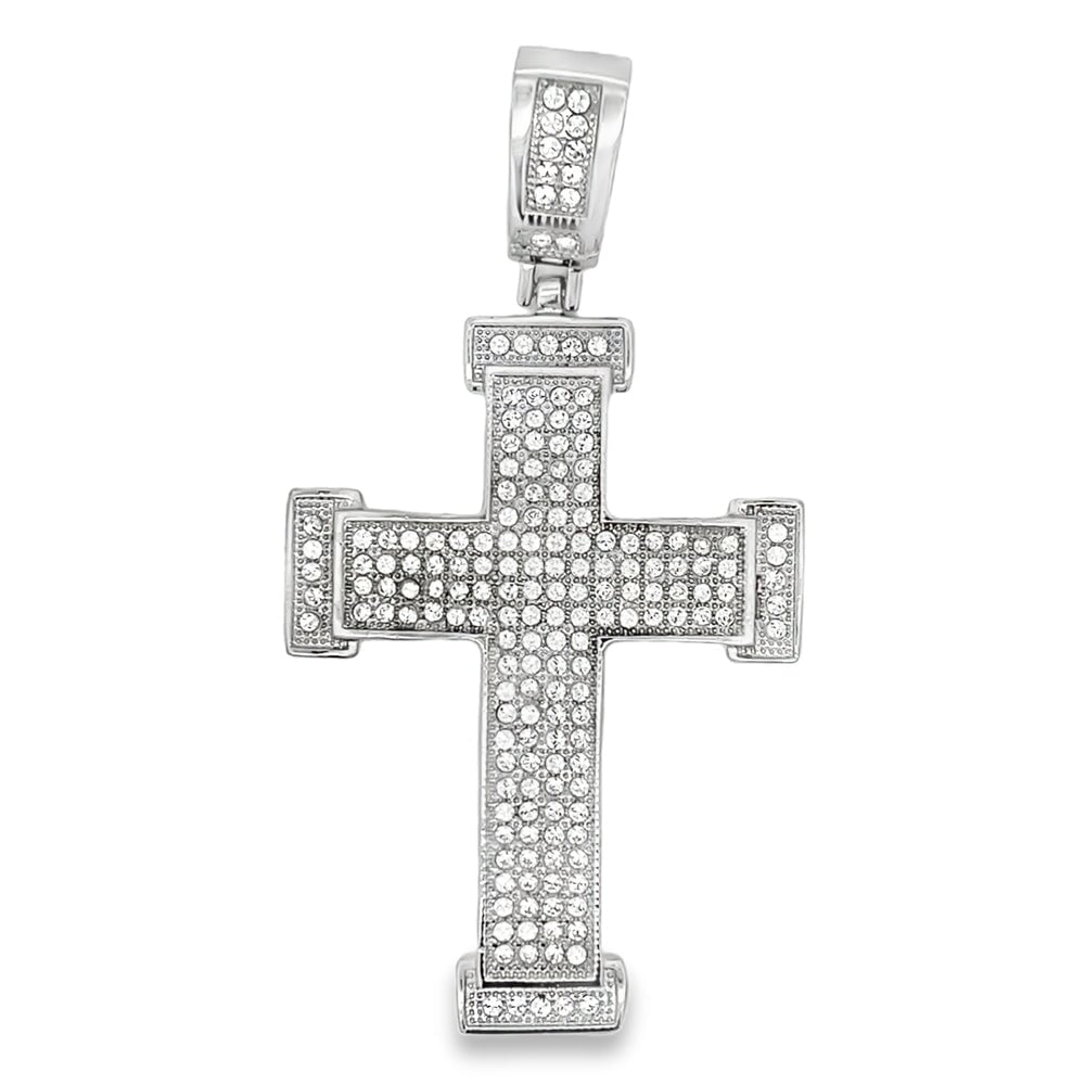 Cross CZ Iced Out Pendant Stainless Steel