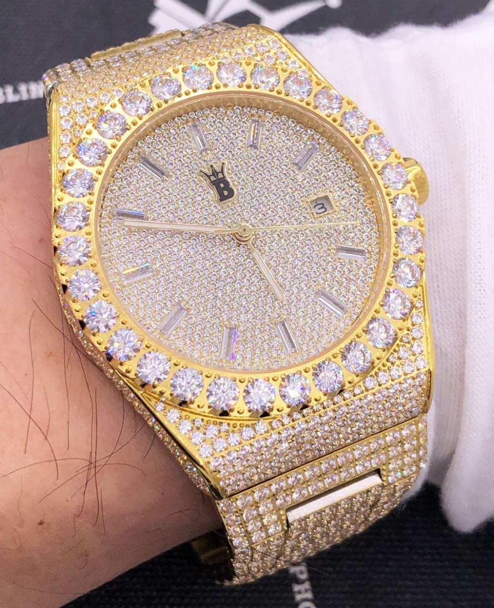 Crown Iced Out Hip Hop Bling Bustdown Watch