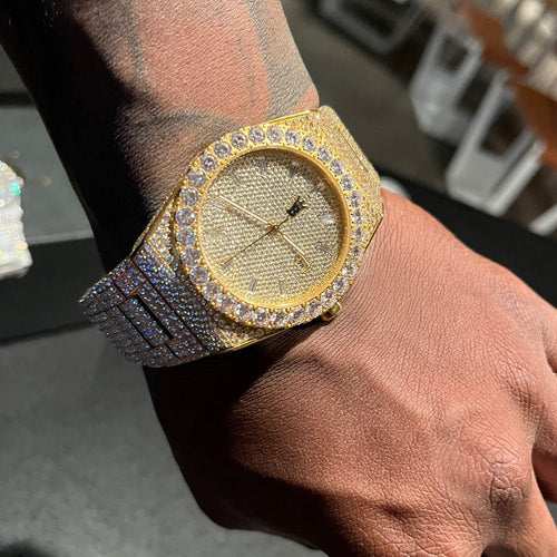 Crown Iced Out Hip Hop Bling Bustdown Watch