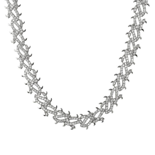Crown of Thorns White Gold CZ Bling Bling Chain