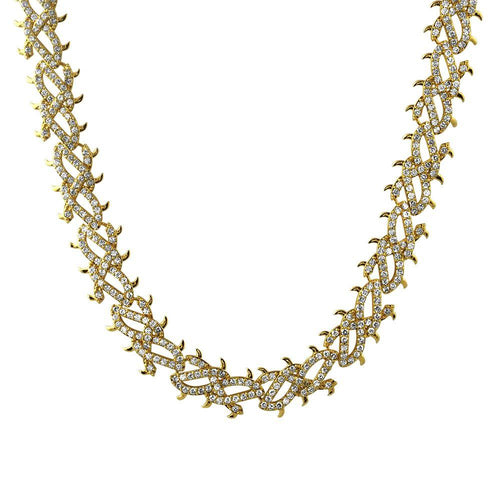 Crown of Thorns Yellow Gold CZ Bling Bling Chain