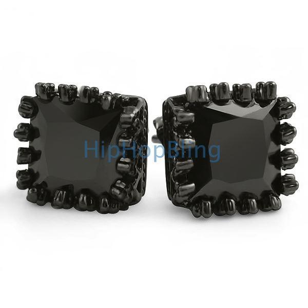 Crown Princess Cut CZ Earrings