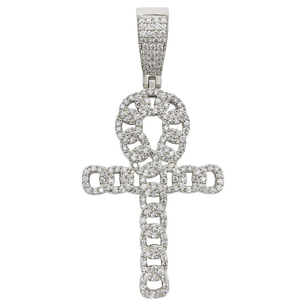 Cuban Ankh Cross 1.33cttw Diamond Pendant 10K Gold