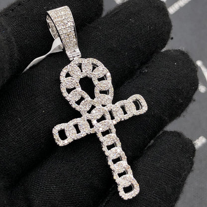 Cuban Ankh Cross 1.33cttw Diamond Pendant 10K Gold