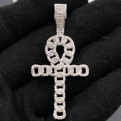 Cuban Ankh Cross 1.33cttw Diamond Pendant 10K Gold
