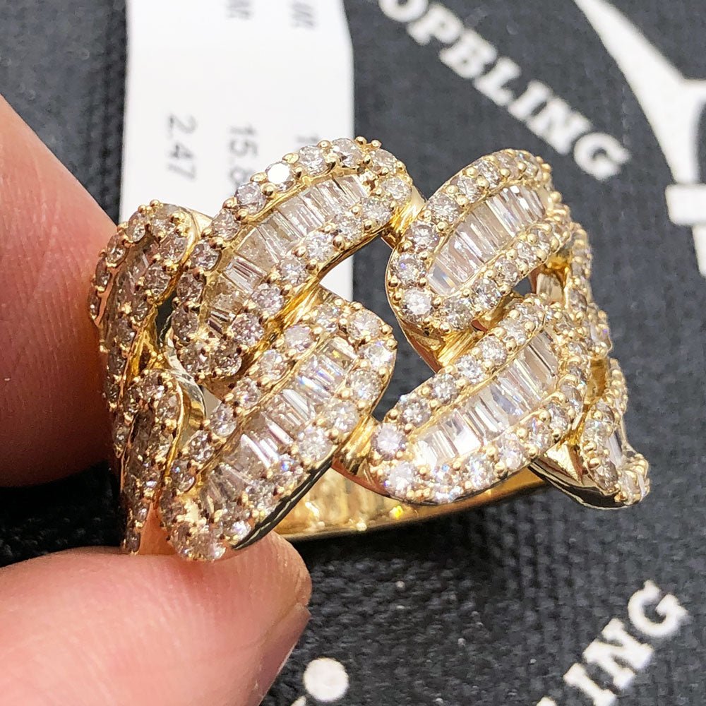 Cuban Baguette Diamond Ring 2.50cttw 10K Gold