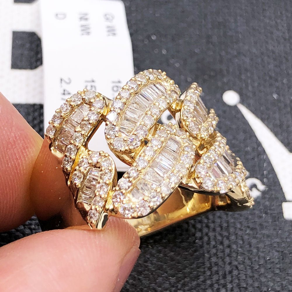 Cuban Baguette Diamond Ring 2.50cttw 10K Gold