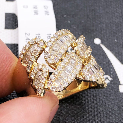 Cuban Baguette Diamond Ring 2.50cttw 10K Gold