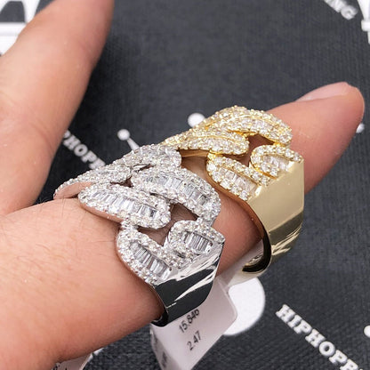 Cuban Baguette Diamond Ring 2.50cttw 10K Gold