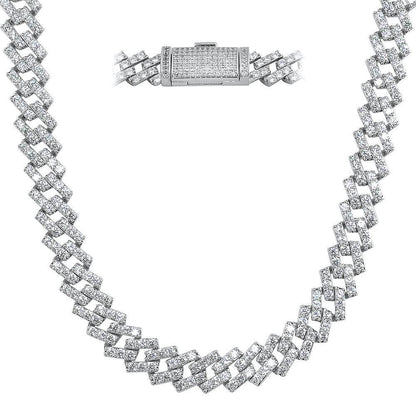 Cuban Box Link CZ Hip Hop Iced Out Bling Chain