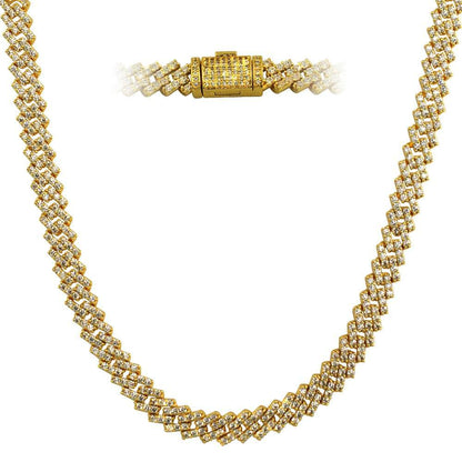 Cuban Box Link CZ Hip Hop Iced Out Bling Chain