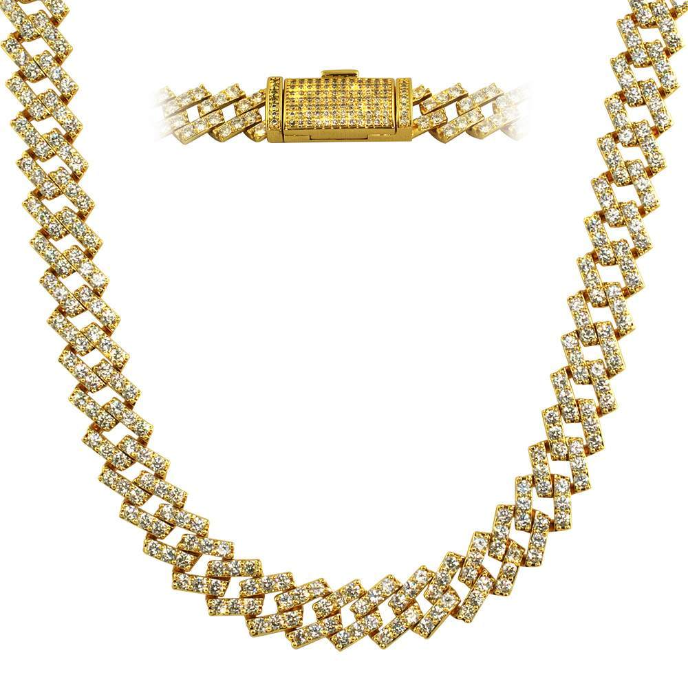 Cuban Box Link CZ Hip Hop Iced Out Bling Chain
