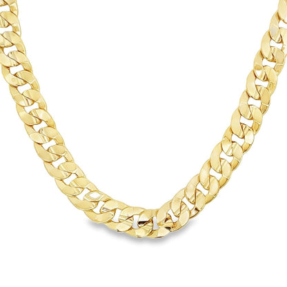 Cuban Curb Concave Gold Plated Chain Necklace
