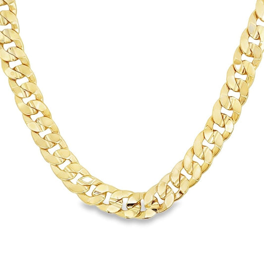 Cuban Curb Concave Gold Plated Chain Necklace