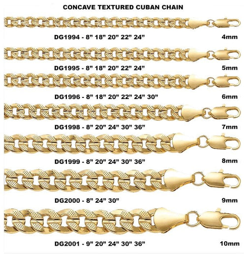 Cuban Curb Frosted Concave Gold Plated Chain Necklace