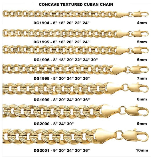 Cuban Curb Frosted Concave Gold Plated Chain Necklace