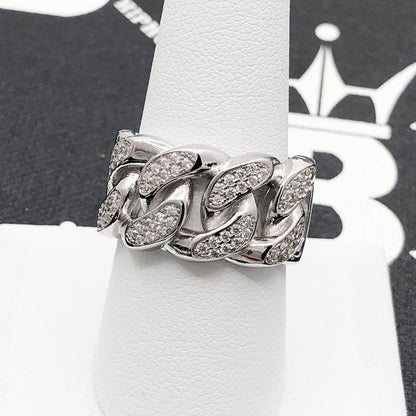 Cuban Iced VVS Moissanite Ring .925 Sterling Silver
