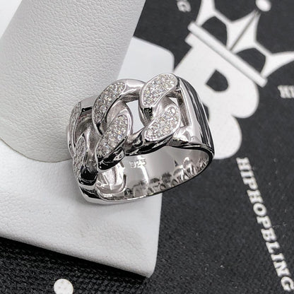 Cuban Iced VVS Moissanite Ring .925 Sterling Silver