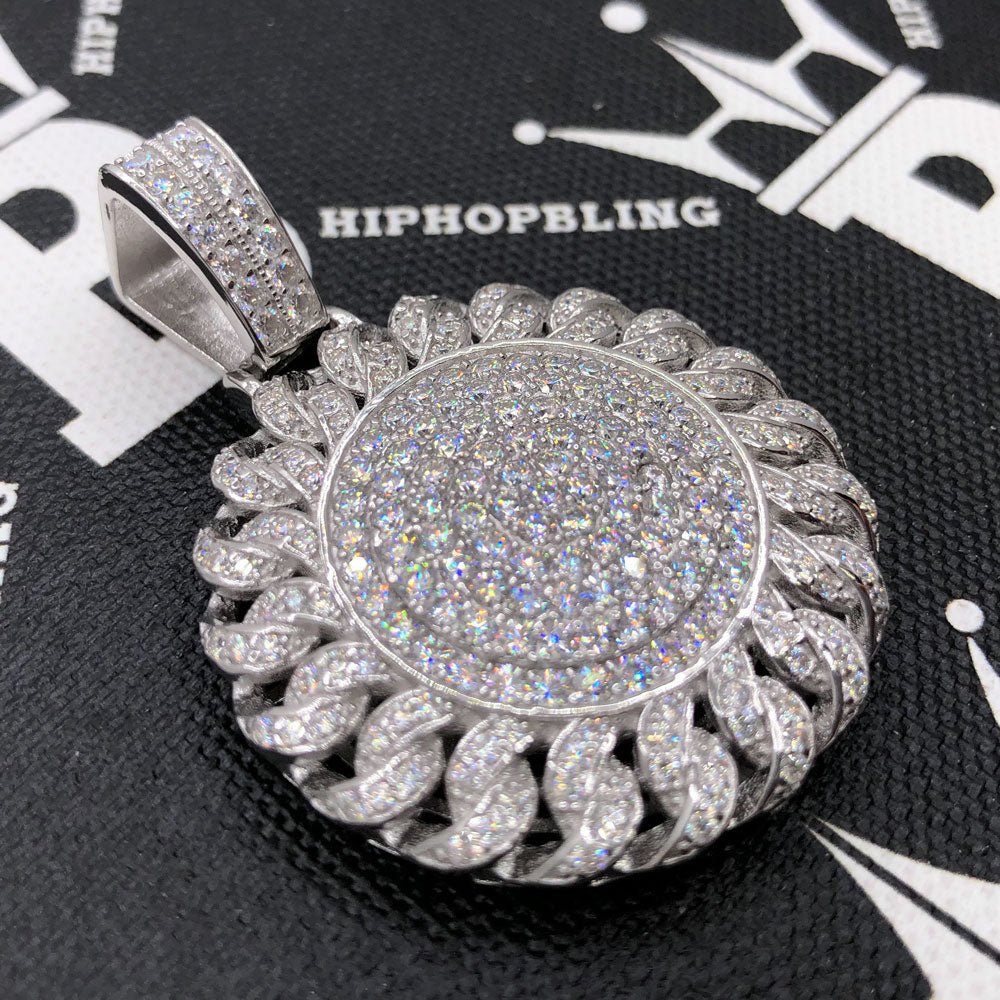 Cuban Medallion VVS Moissanite Pendant .925 Sterling Silver