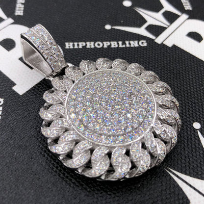 Cuban Medallion VVS Moissanite Pendant .925 Sterling Silver