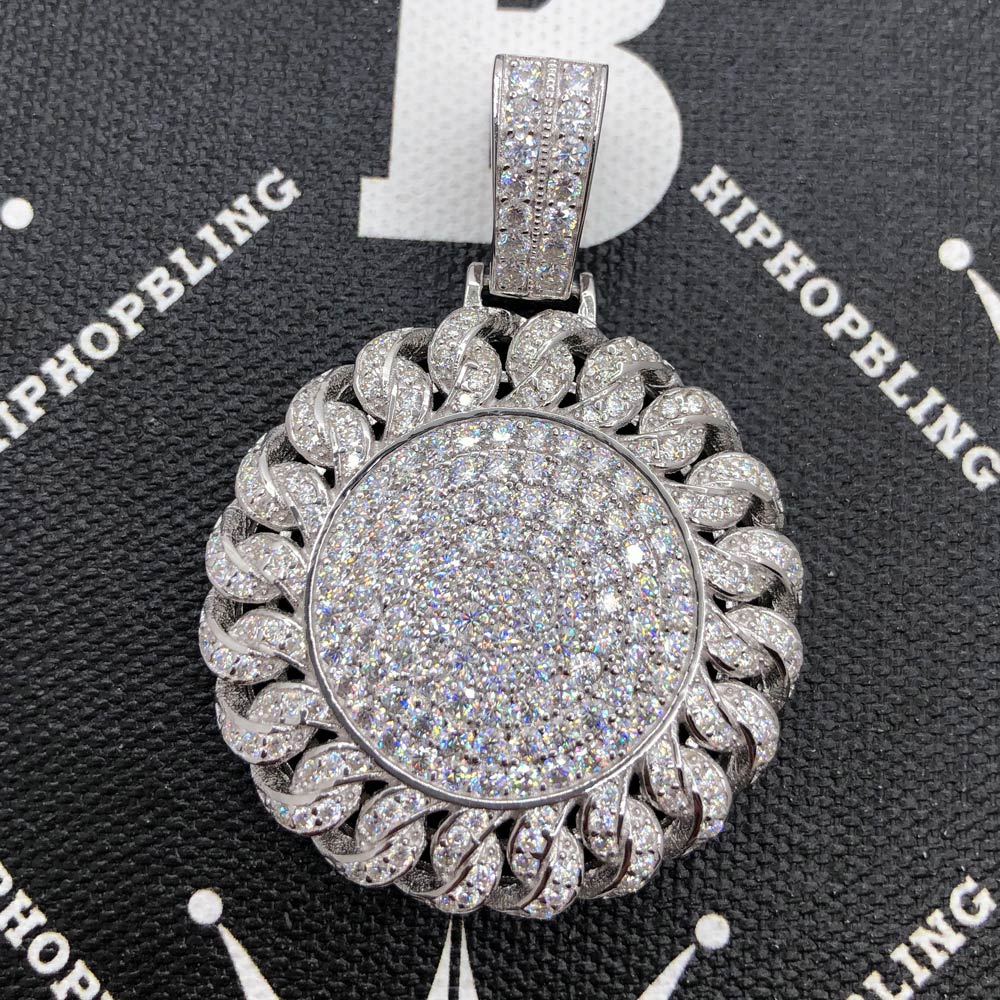 Cuban Medallion VVS Moissanite Pendant .925 Sterling Silver