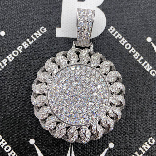 Cuban Medallion VVS Moissanite Pendant .925 Sterling Silver
