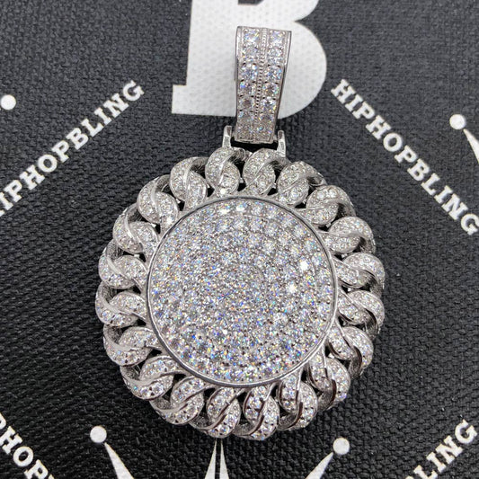 Cuban Medallion VVS Moissanite Pendant .925 Sterling Silver