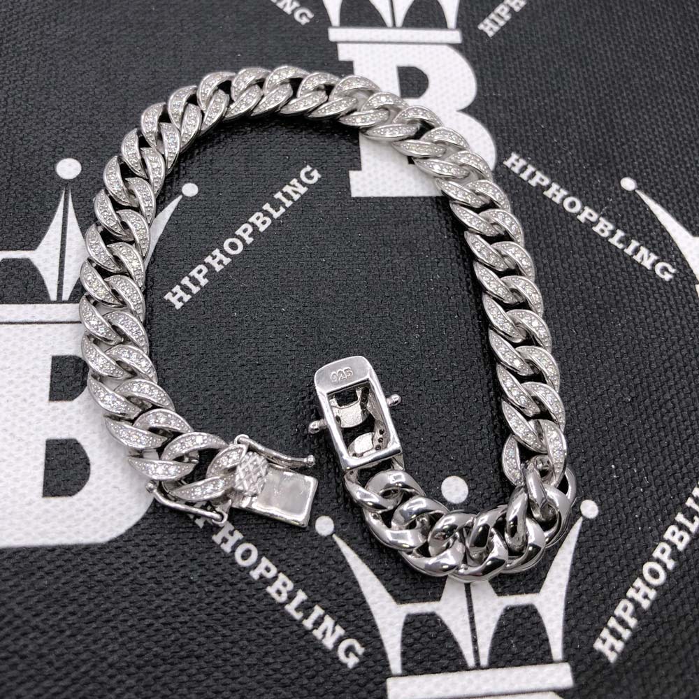 Cuban Moissanite Bracelet 8MM Iced Out .925 Sterling Silver