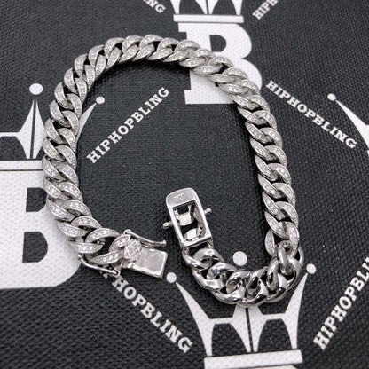 Cuban Moissanite Bracelet 8MM Iced Out .925 Sterling Silver