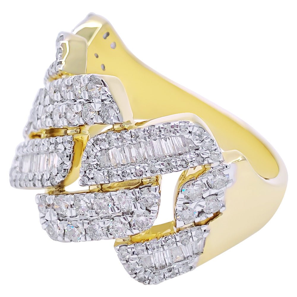 Cuban Sharp Edge 1.85cttw Baguette Diamond Ring 10K Yellow Gold