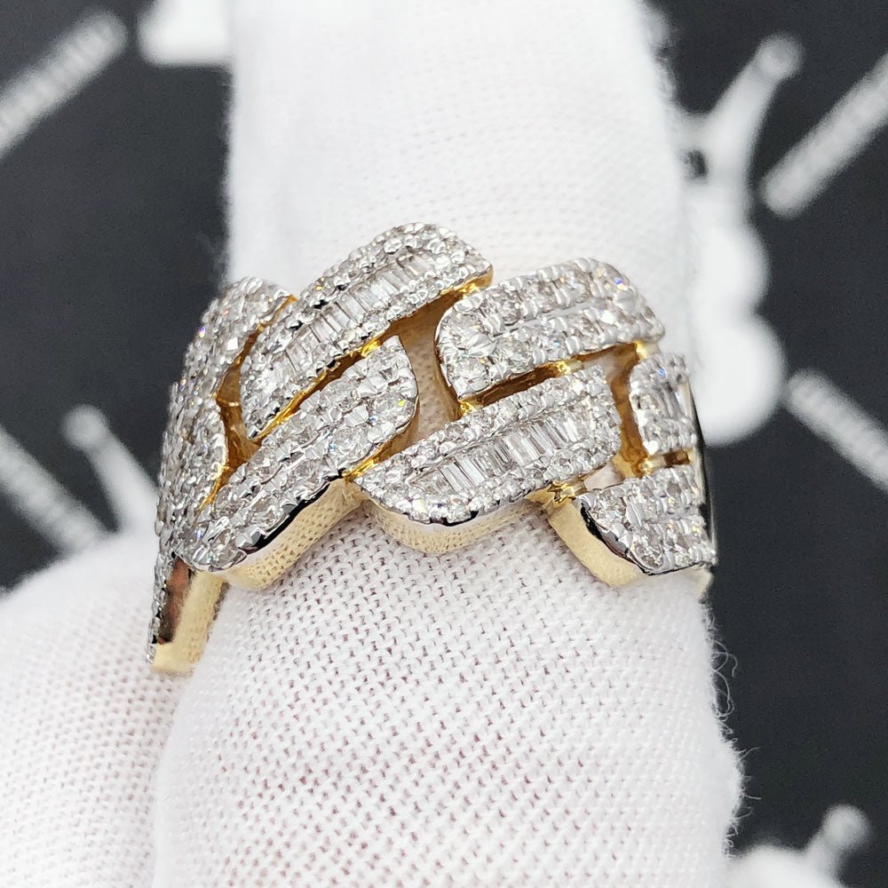 Cuban Sharp Edge 1.85cttw Baguette Diamond Ring 10K Yellow Gold