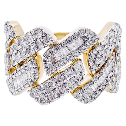 Cuban Sharp Edge 1.85cttw Baguette Diamond Ring 10K Yellow Gold