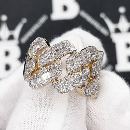 Cuban Sharp Edge 1.85cttw Baguette Diamond Ring 10K Yellow Gold
