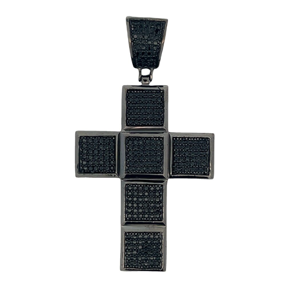 Cube Cross CZ Iced Out Pendant