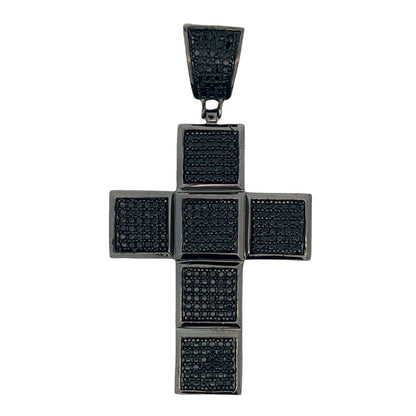 Cube Cross CZ Iced Out Pendant