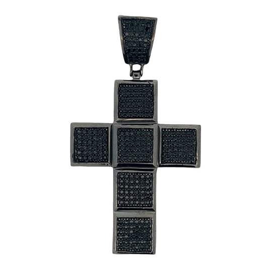 Cube Cross CZ Iced Out Pendant
