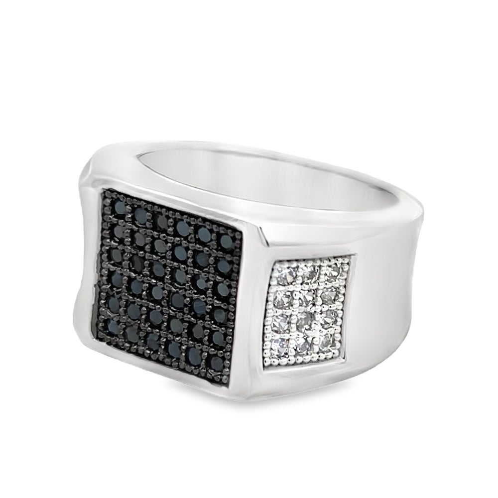 Cube Ice Black CZ Ring .925 Sterling Silver