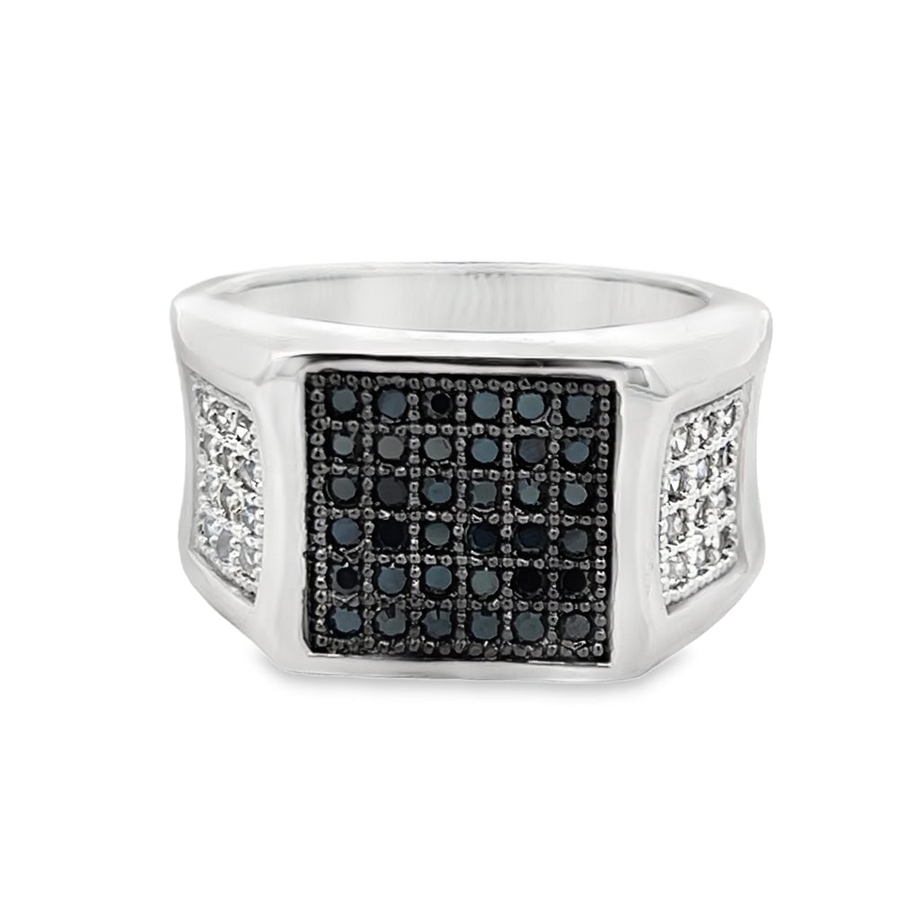 Cube Ice Black CZ Ring .925 Sterling Silver