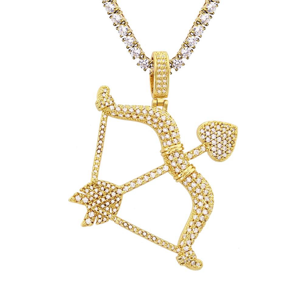 Cupids Bow and Arrow Hip Hop Bling Bling Pendant