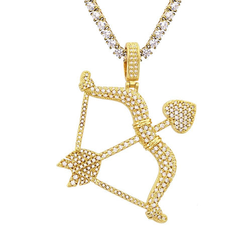 Cupids Bow and Arrow Hip Hop Bling Bling Pendant