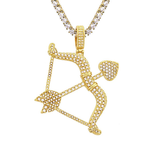 Cupids Bow and Arrow Hip Hop Bling Bling Pendant