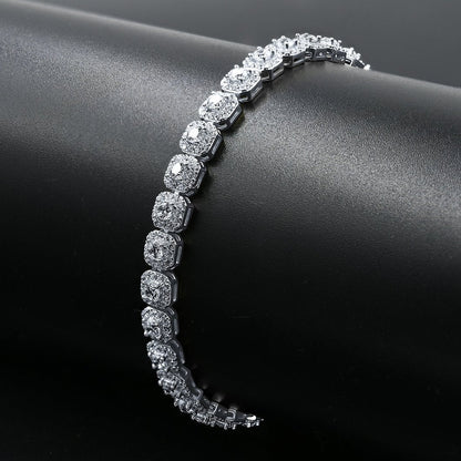 Cushion Cluster CZ Iced Out Bracelet .925 Sterling Silver