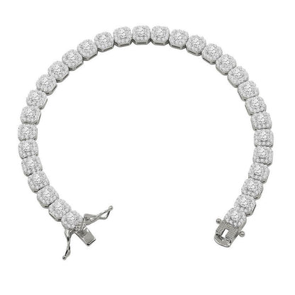 Cushion Cluster CZ Iced Out Bracelet .925 Sterling Silver