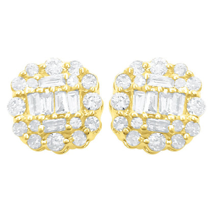 Cushion Cluster Diamond Earrings .37cttw 10K Yellow Gold