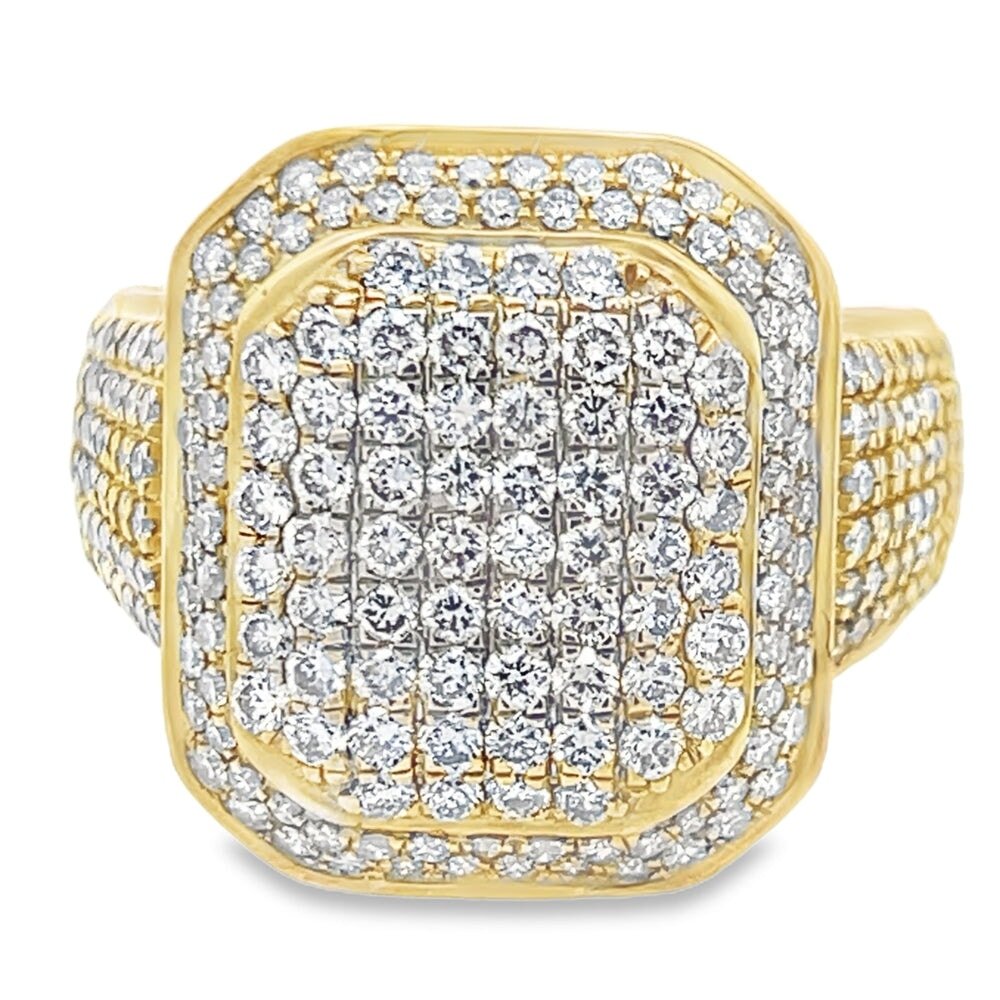 Cushion Cocktail Diamond Ring 2.85cttw 10K Yellow Gold